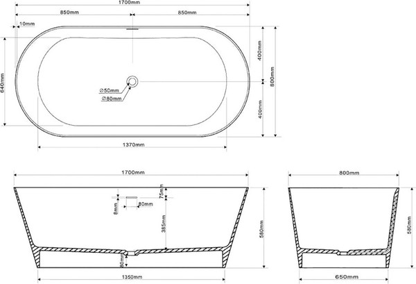 Ванна из искусственного камня Abber Stein AS9605
