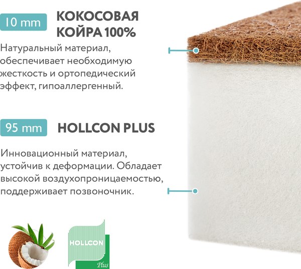 Матрас в кроватку Plitex Eco Line / ЭКО-16/1