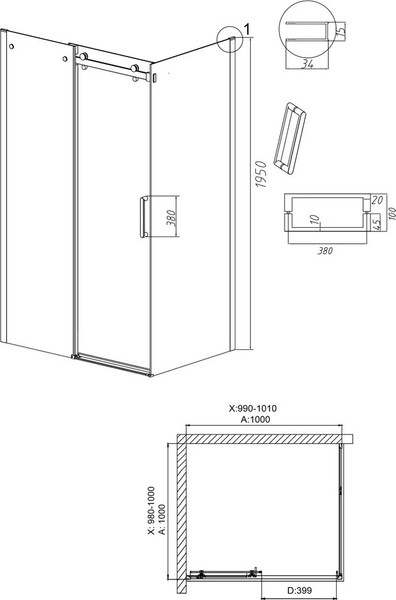 Душевой уголок Grossman Classic 100x100x195 / 120.K33.04.1010.21.00