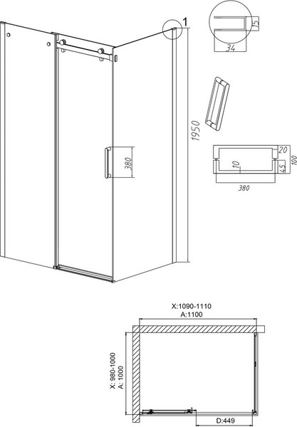 Душевой уголок Grossman Classic 110x100x195 / 120.K33.04.1110.21.00