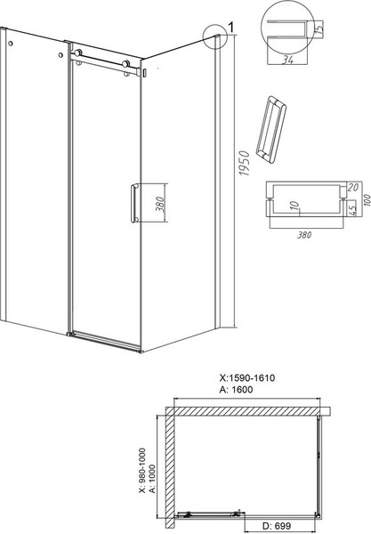 Душевой уголок Grossman Classic 160x100x195 / 120.K33.04.1610.21.00