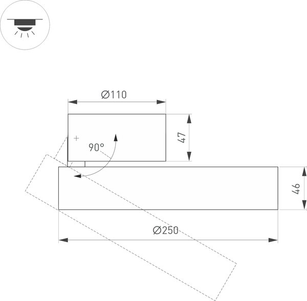 Спот Arlight SP-RONDO-FLAP-R250-30W Warm3000 BK 110deg / 028172