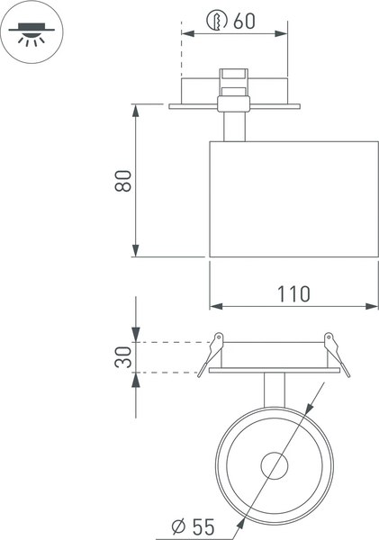 Спот Arlight LGD-LUMOS-R55-9W Warm3000 BK 25deg 230V / 034148