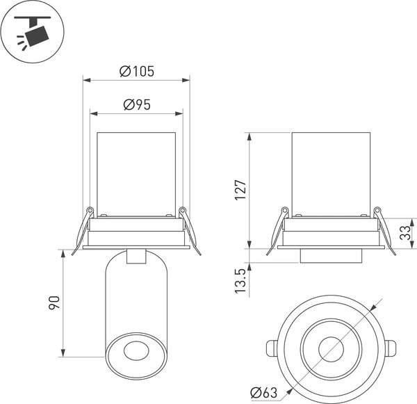 Спот Arlight LTD-PULL-R100-10W Day4000 WH 24deg 230V / 031364