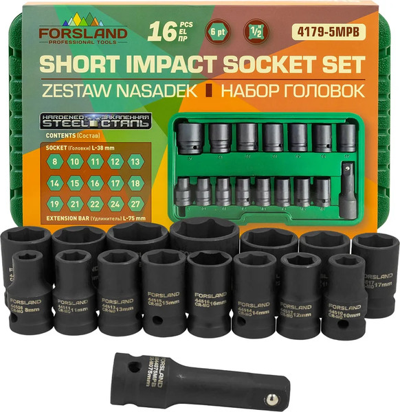 Набор головок слесарных Forsland 4179-5MPB - фото