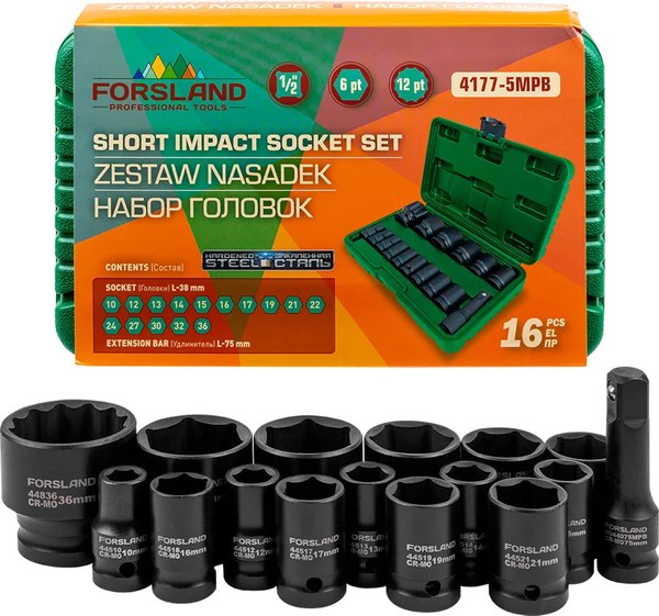 Набор головок слесарных Forsland 4177-5MPB - фото