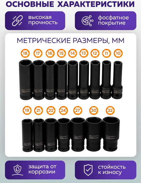 Набор головок слесарных Megatools MT-4167-5MPB