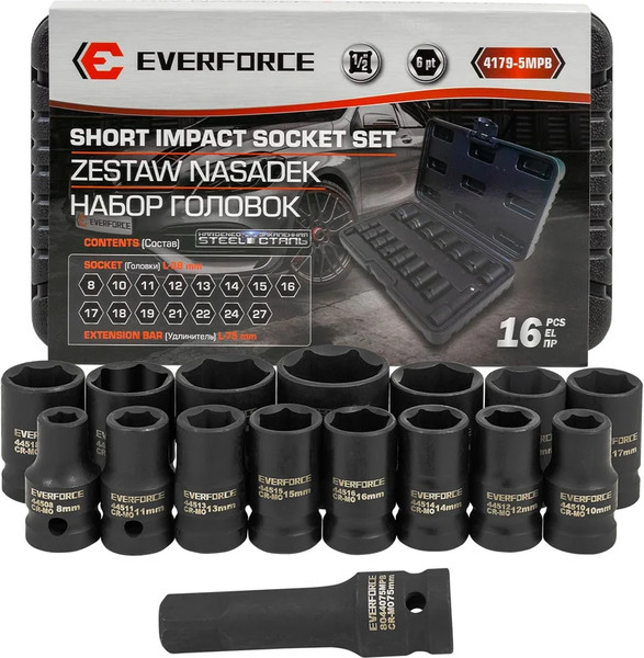 Набор головок слесарных Everforce EF-4179-5MPB - фото