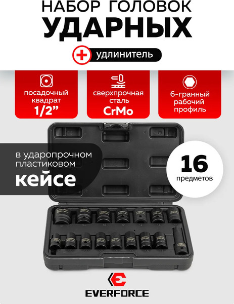 Набор головок слесарных Everforce EF-4179-5MPB