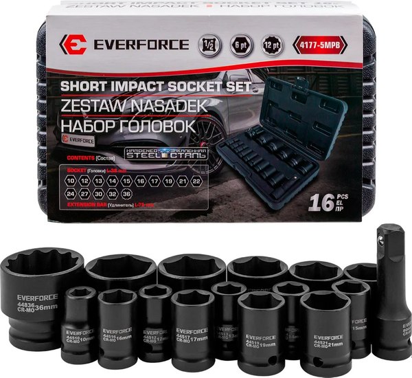 Набор головок слесарных Everforce EF-4177-5MPB - фото