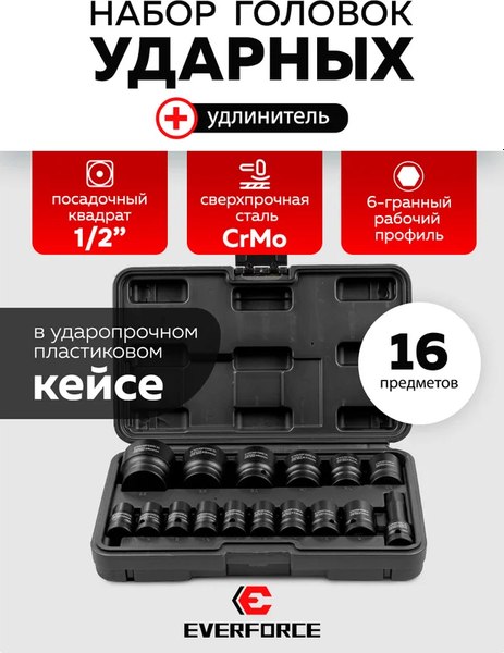 Набор головок слесарных Everforce EF-4177-5MPB