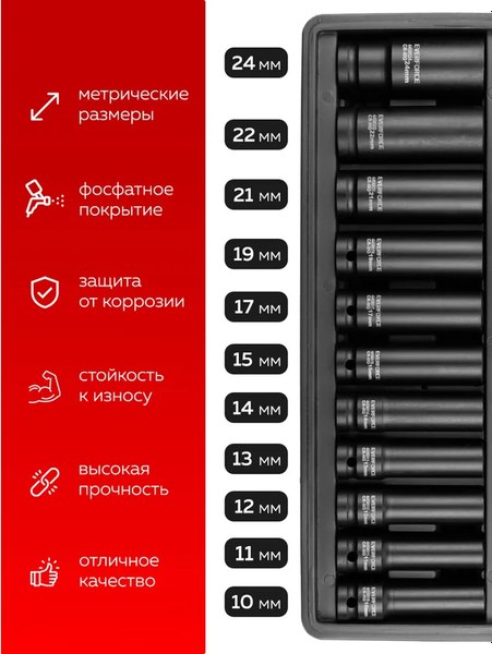 Набор головок слесарных Everforce EF-4117-5MPB