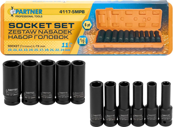 Набор головок слесарных Partner PA-4117-5MPB - фото