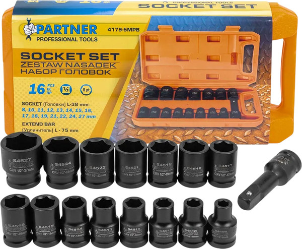 Набор головок слесарных Partner PA-4179-5MPB - фото