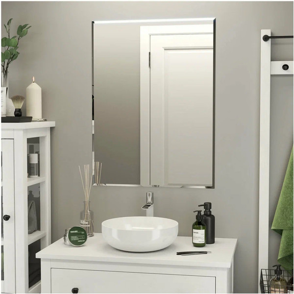 Зеркало Дабл-Ю Без полки 60x80 фацет 2 варианта навеса / S60K - фото