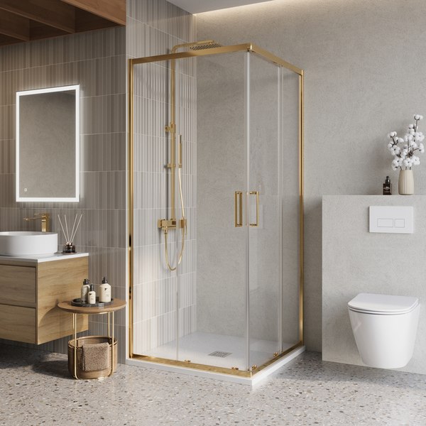 Душевой уголок BelBagno Luce-A-2-100-C-ORO