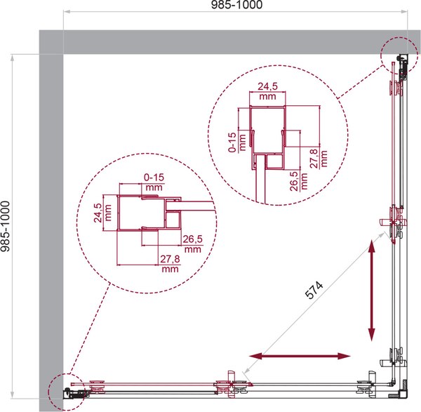 Душевой уголок BelBagno Luce-A-2-100-C-ORO