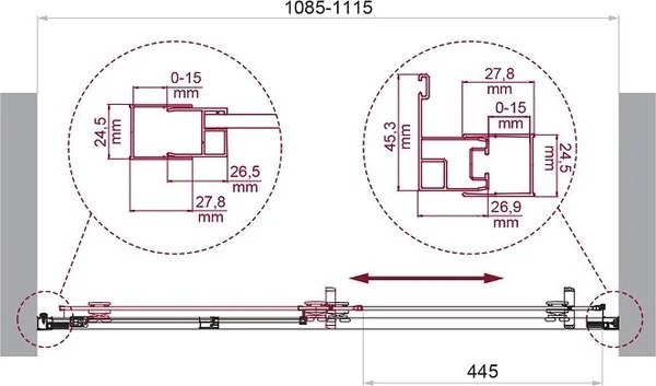 Душевая дверь BelBagno Luce-BF-1-110-C-ORO