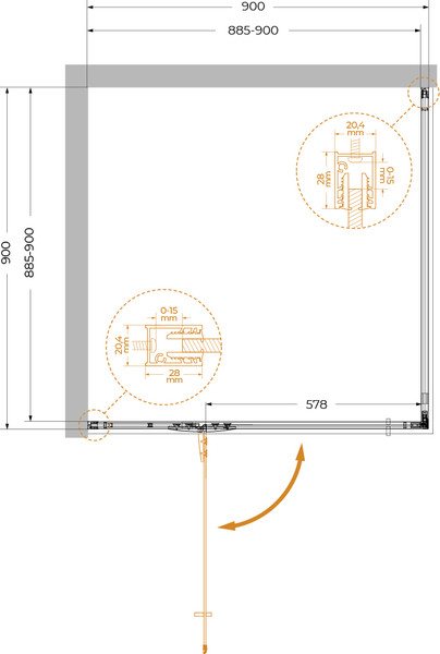 Душевой уголок Cezares LINER-A-1-90-C-GM-L