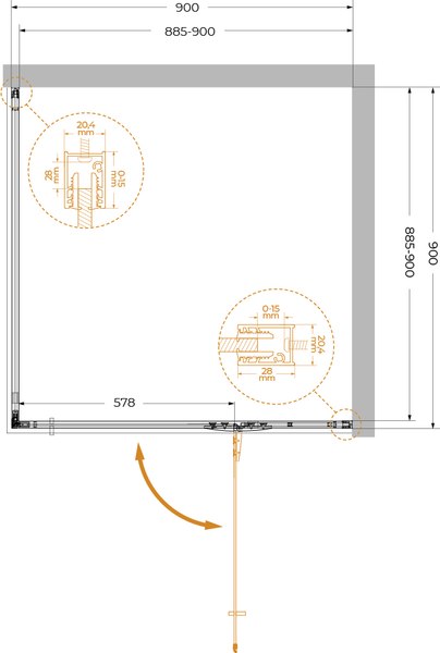 Душевой уголок Cezares LINER-A-1-90-C-GM-R
