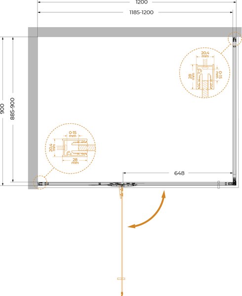 Душевой уголок Cezares LINER-AH-1-120/90-C-GM-L