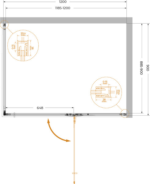 Душевой уголок Cezares LINER-AH-1-120/90-C-GM-R