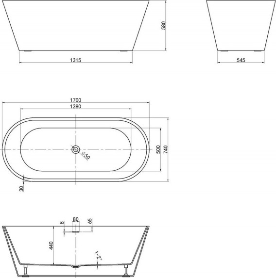 Ванна акриловая Abber AB9268-1.7