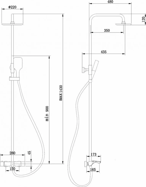 Душевая система со смесителем Abber Thermostat AF8516SPL