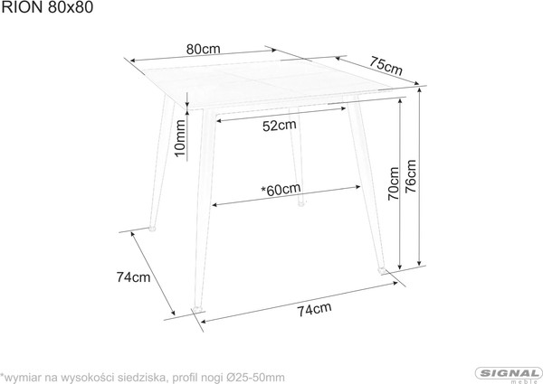 Обеденный стол Signal Rion 80x80