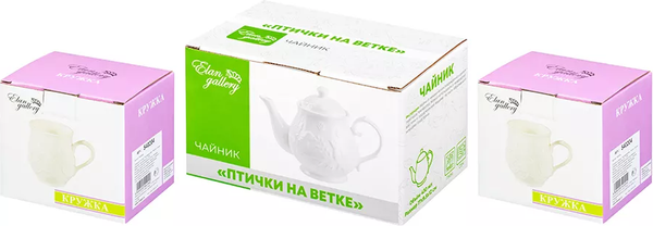 Чайный набор Elan Gallery Птички на ветке / 540201+3