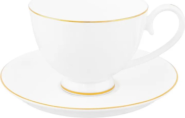 Чашка с блюдцем Elan Gallery Белая с золотом / 420743 - фото