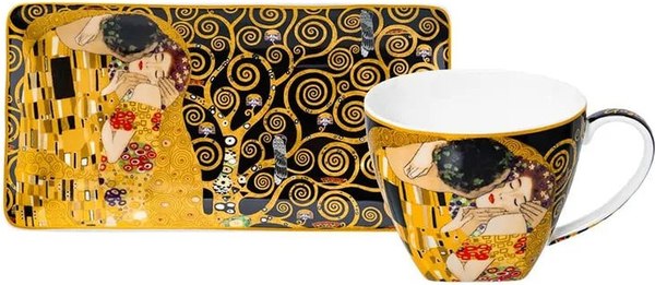 Чашка с блюдцем Elan Gallery Поцелуй на черном / 420729