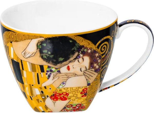 Чашка с блюдцем Elan Gallery Поцелуй на черном / 420729