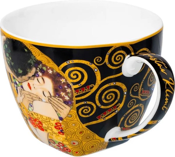 Чашка с блюдцем Elan Gallery Поцелуй на черном / 420729