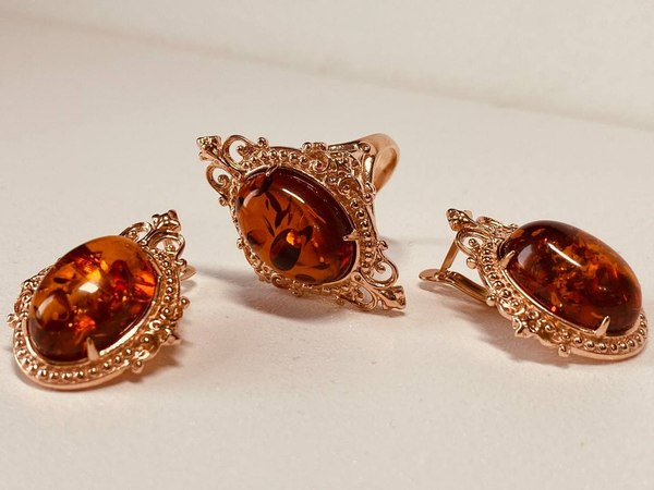 Кольцо Wolves Царский подарок Янтарь 1477