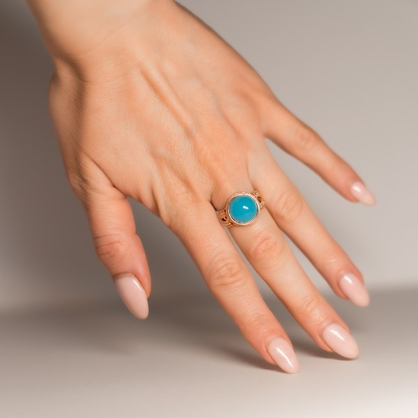 Кольцо Wolves Голубой агат 1490