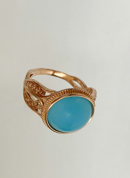 Кольцо Wolves Голубой агат 1490