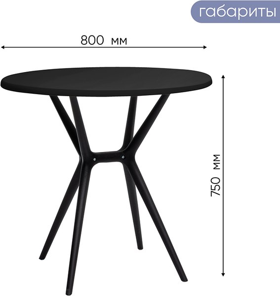 Стол пластиковый GreenTerra Teori T3 (черный)