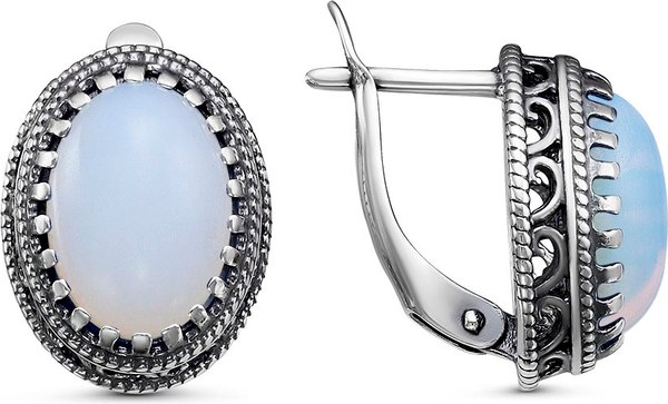 Серьги Wolves Лунный камень 1605 - фото