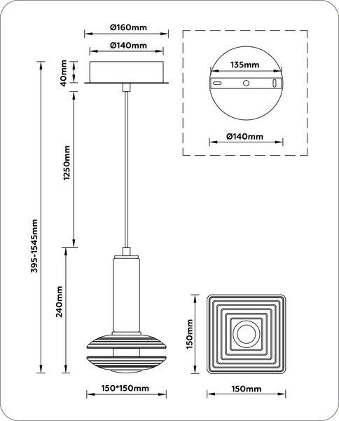 Потолочный светильник Ambrella LH31003 GR/SM
