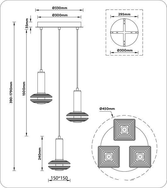 Люстра Ambrella LH31011/3 BS/TI