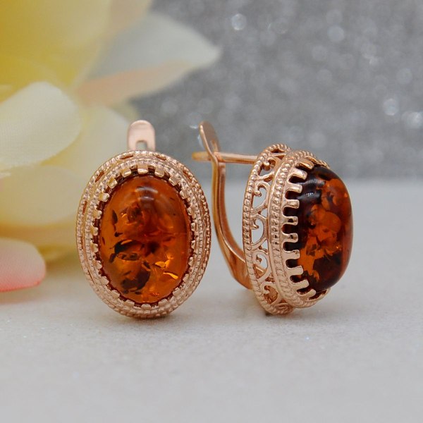 Серьги Wolves Янтарь 1738