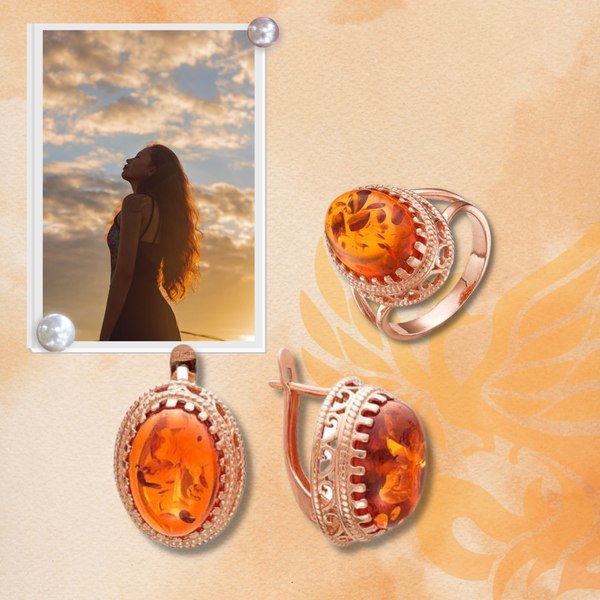 Серьги Wolves Янтарь 1738