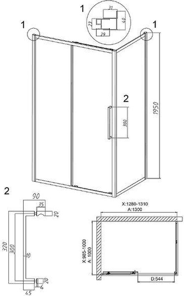 Душевой уголок Grossman Cosmo 130x100x195 / 120.K33.02.1310.21.00