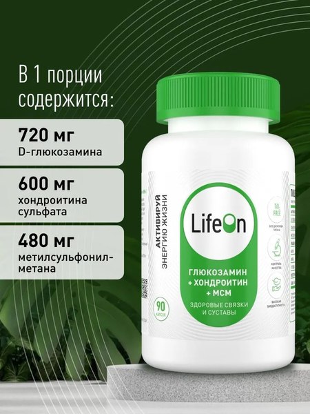 Хондропротектор LifeON Глюкозамин Хондроитин+MSM
