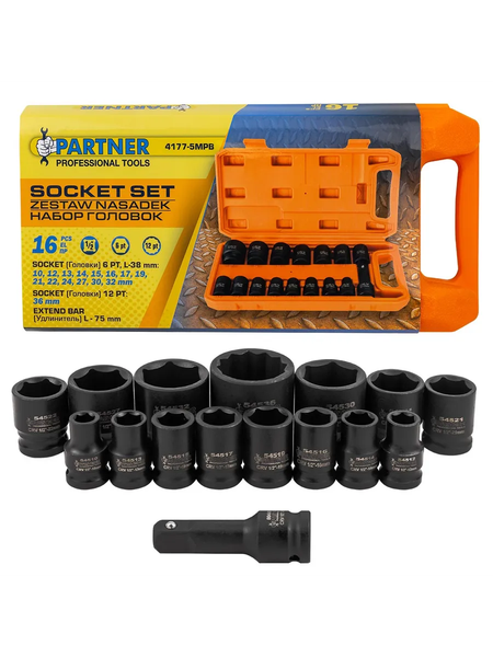 Набор головок слесарных Partner PA-4177-5MPB