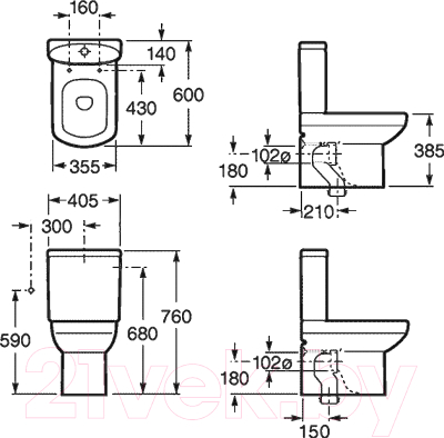 Унитаз напольный Roca Dama Senso Compacto 734151B000 + 7342518000 + ZRU9000040