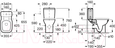 Унитаз напольный Roca Debba 734299700Y + 734199100Y + 8019D0004