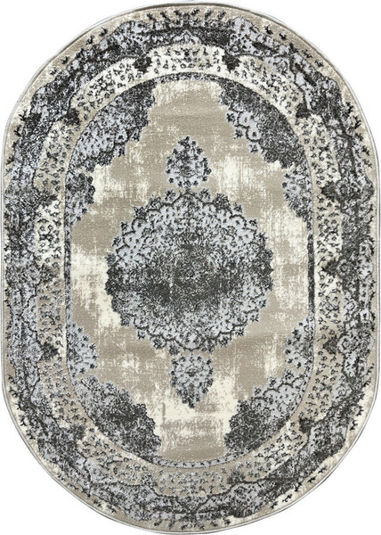 Коврик Bossan Rome D074A-GRI-BEJ-OVAL - фото