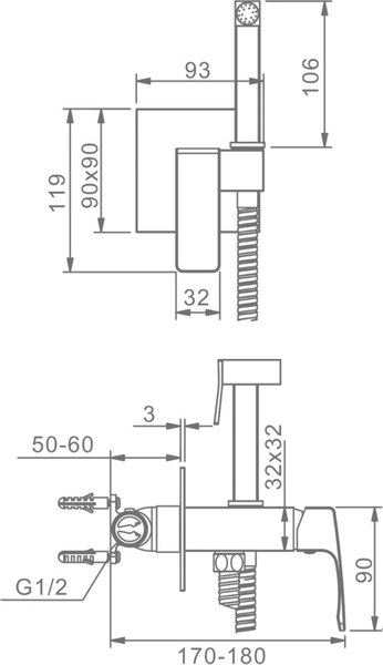 Гигиенический душ со смесителем Raglo R01.52.06